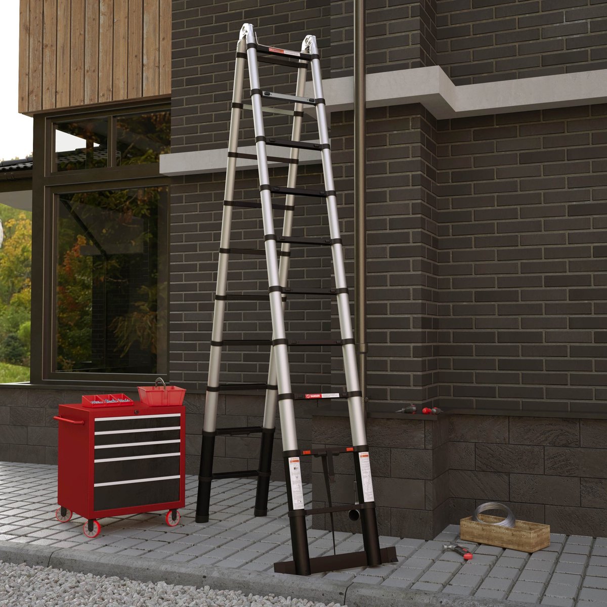 RMBO Multifunctionele Telescopische Ladder 6,2 m- Telescoopladder - 6,2m lang, Compact en Draagbaar met Soft Closing Systeem - Geschikt voor Particulier en Professioneel Gebruik - Telescopische Vouwladder- Max. Belasting 150 kg, EN 131.6 – foto 8