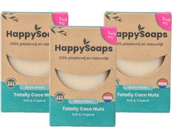 HappySoaps Totally CocoNuts – 3x Body Wash Bar – Natuurlijke Doucheverzorging – Kokos & Limoen – Voordeelverpakking
