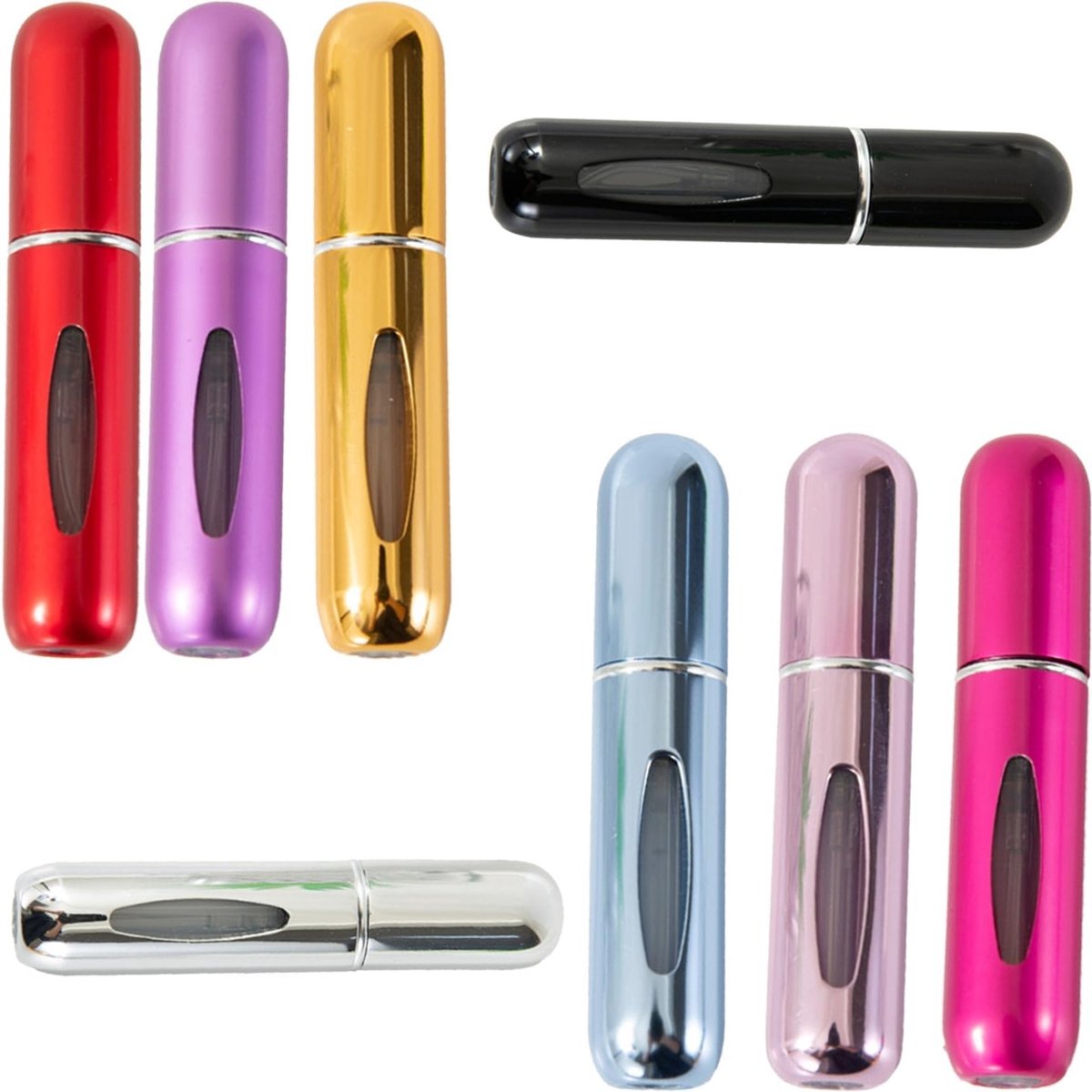 8 Pack Navulbare 5ml Parfum Atomizers - Draagbare Spray Flessen Set met Levenslange Garantie | Slimme Mini Parfumflessen voor Handtas, Portemonnee en Handbagage, Perfect voor Reizen