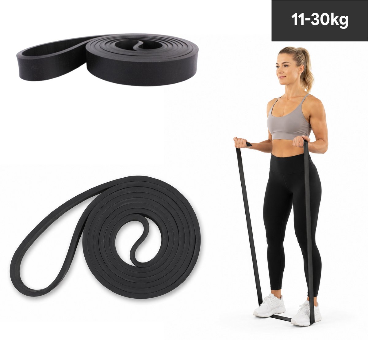 Lange Weerstandsbanden- Fitness Elastiek met Draagtas - 11 t/m30KG - 208cm - Power Bands voor Pull Up Assist- Premium TPE materiaal