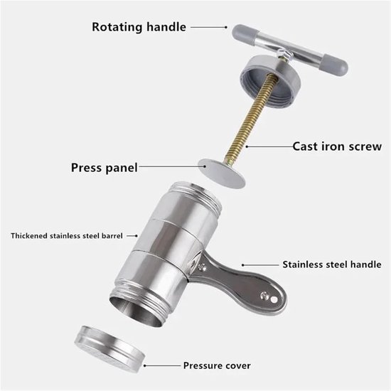 Pastamachine Handmatig - Noodle Maker - Zelf Pasta Maken - Inclusief Vormkoppen - 18.5 x 14 cm - Zilverkleurig van Pastamachine — afbeelding 2