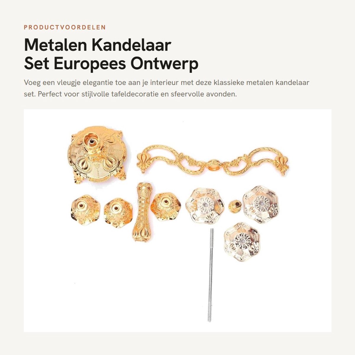 Dailygoods- Kandelaar Luxe Ontwerp - Metalen Kandelaar - 3 Stuks - Kaarsenhouders - Tafeldecoratie - Hoogwaardige Materiaal - Kaarsenhouder