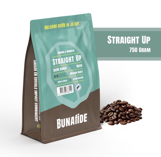 Bunafide - Straight Up - Medium Roast - Arabica & Robusta - Koffiebonen - 750 gram
