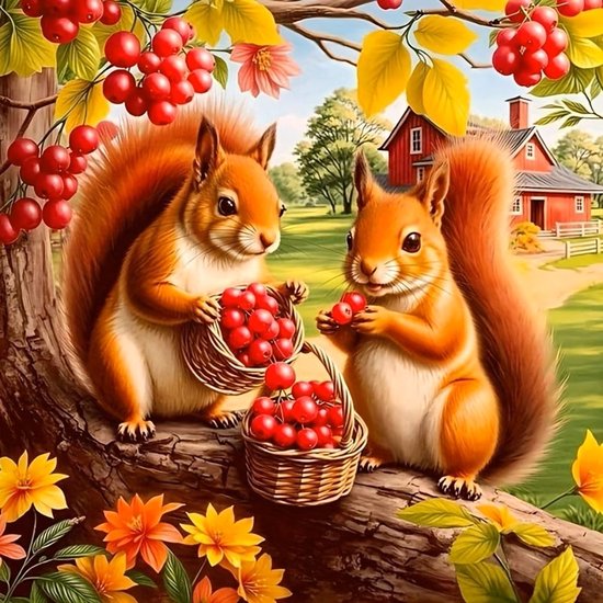 30x30cm Diamond Painting eekhoorns fruit nr 309 | bol