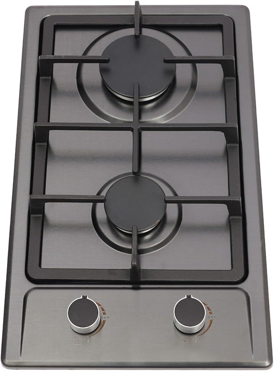 Gasfornuis met 2 Branders - Draagbaar Gasstel - Compact Koken - Roestvrij Staal - 51 x 31 x 10 cm