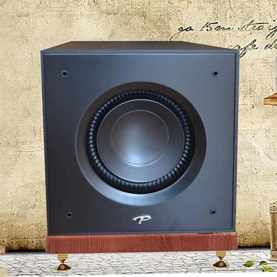Subwoofer Isolatie Stand - Speaker Platform - Verbeteren Geluidskwaliteit - Koperen Spike Voeten - 30 x 35 cm - Houtkleur — afbeelding 2