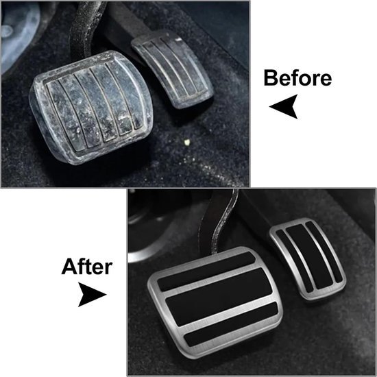 Auto Pedaalkappen - Rem Gas Pedalen - Veiliger Rijden - Antislip Oppervlak - One Size - Zwart Zilver — afbeelding 2