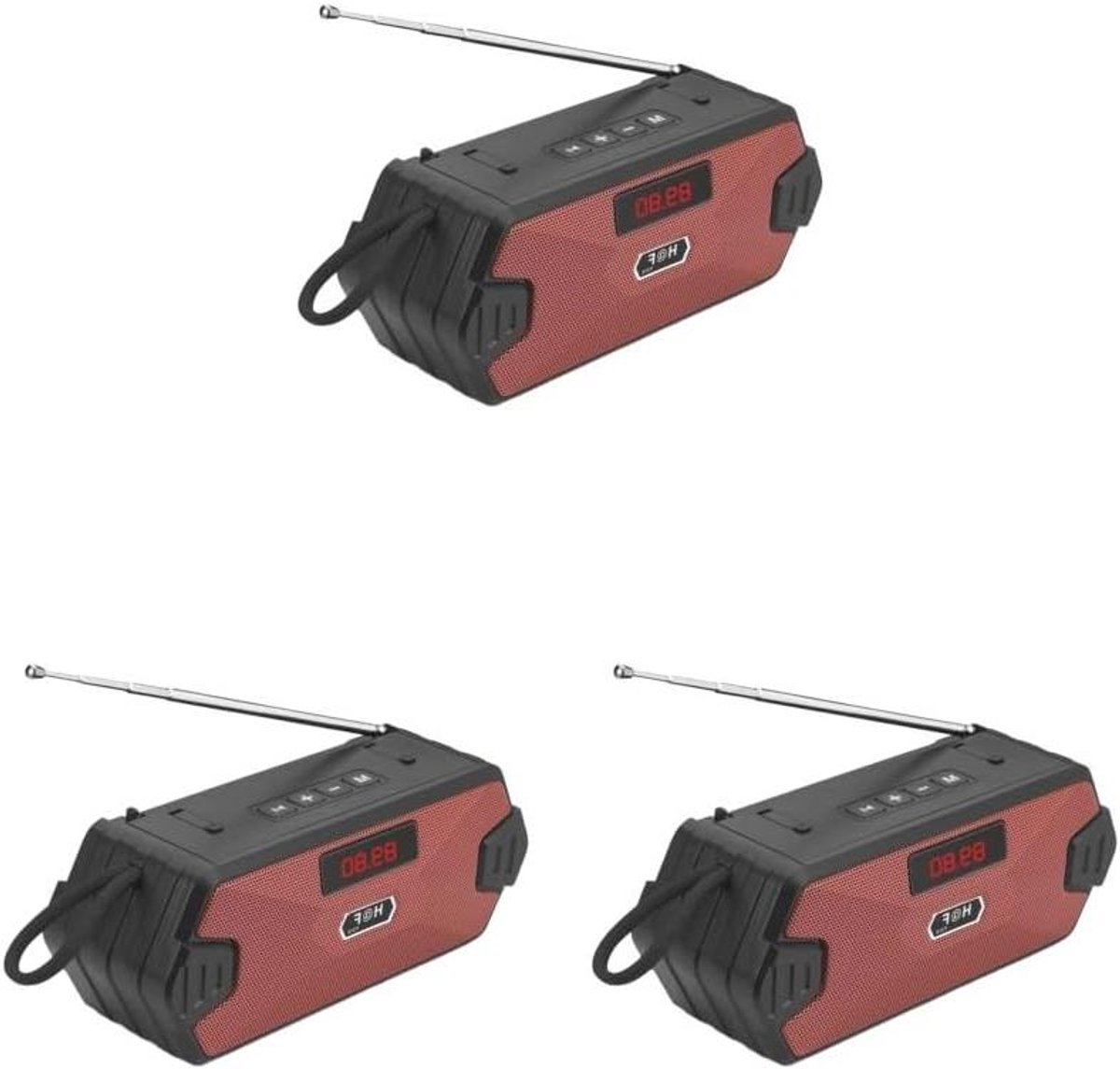 Bluetooth Speaker Set - Draagbare Radio - Muziek Luisteren - Met Subwoofer - 3 Stuks - Rood