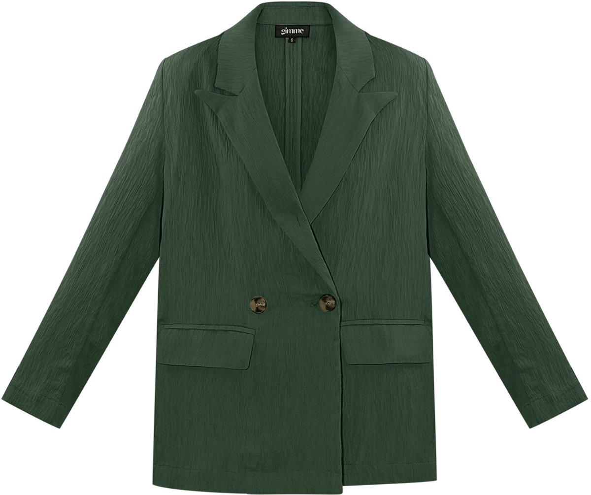 Gepolijste Vrouwen Blazer met Dubbele Knoopjas - Groen - Maat S
