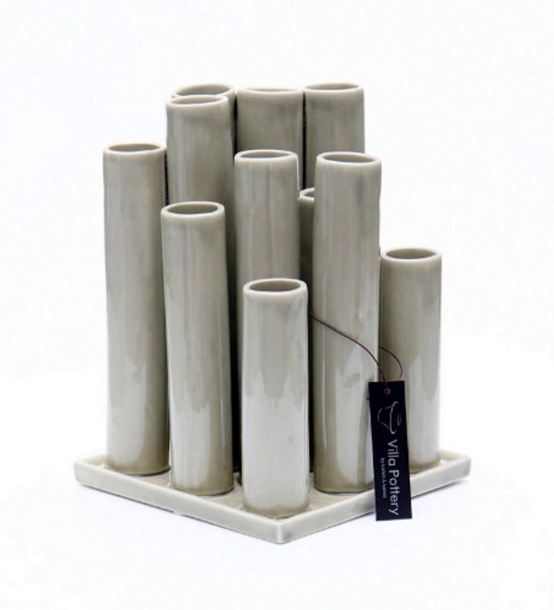 Villa Pottery Vaas - Villa Pottery - Woondecoratie - Decoratie - Porselein - Waterdicht - Twist & Tube 1 Grey Grijs