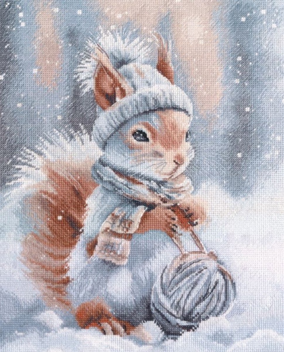 Borduurpakket - Fluffy little crafty squirrel - Pluizig klein knutselig Eekhoorntjes - OVEN - 1736