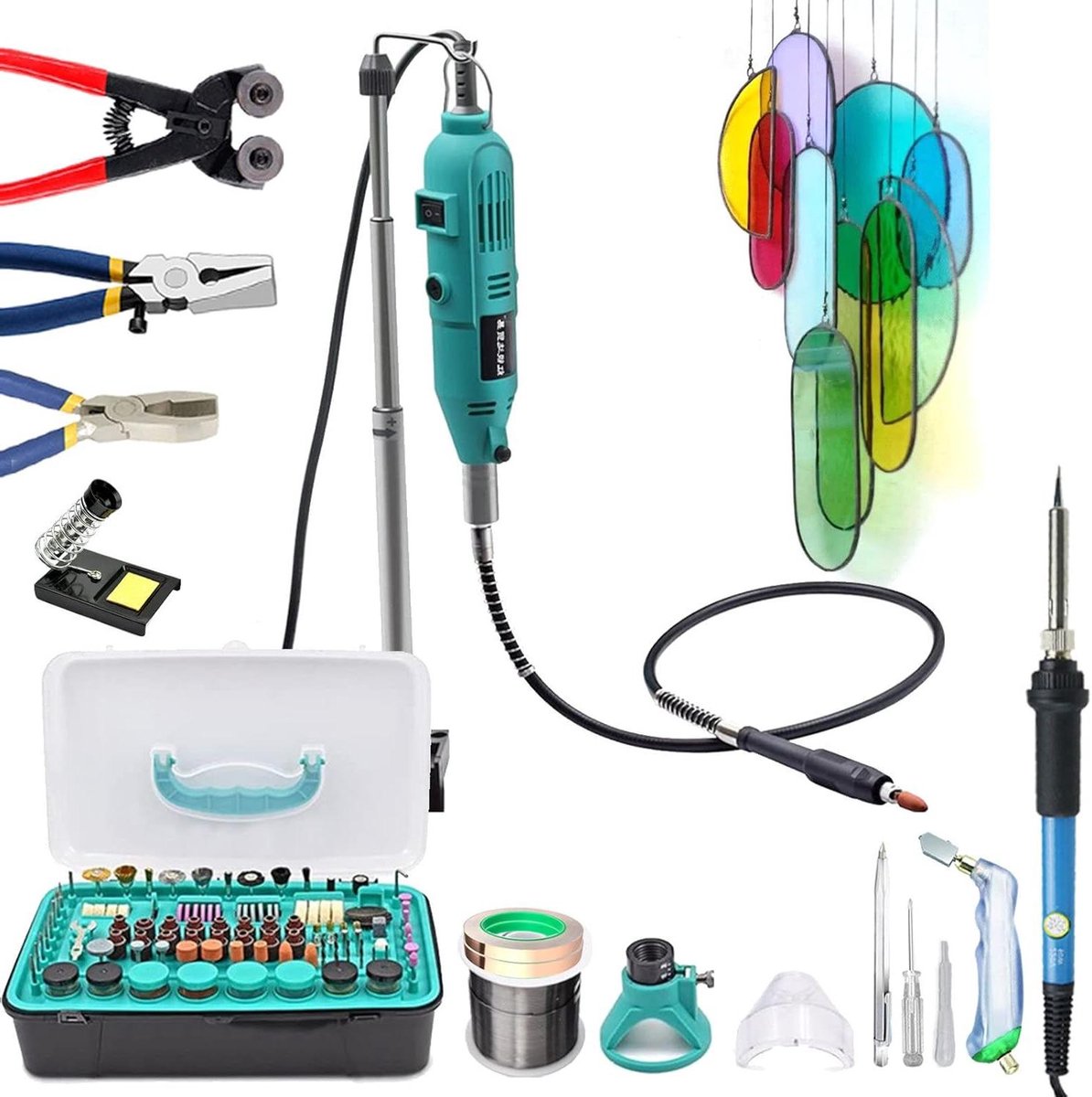 Graveergereedschap Set - Mini Roterend Gereedschap - Glas Decoreren - Draagbare Elektrische Mini - 1 Stuks - Grijs