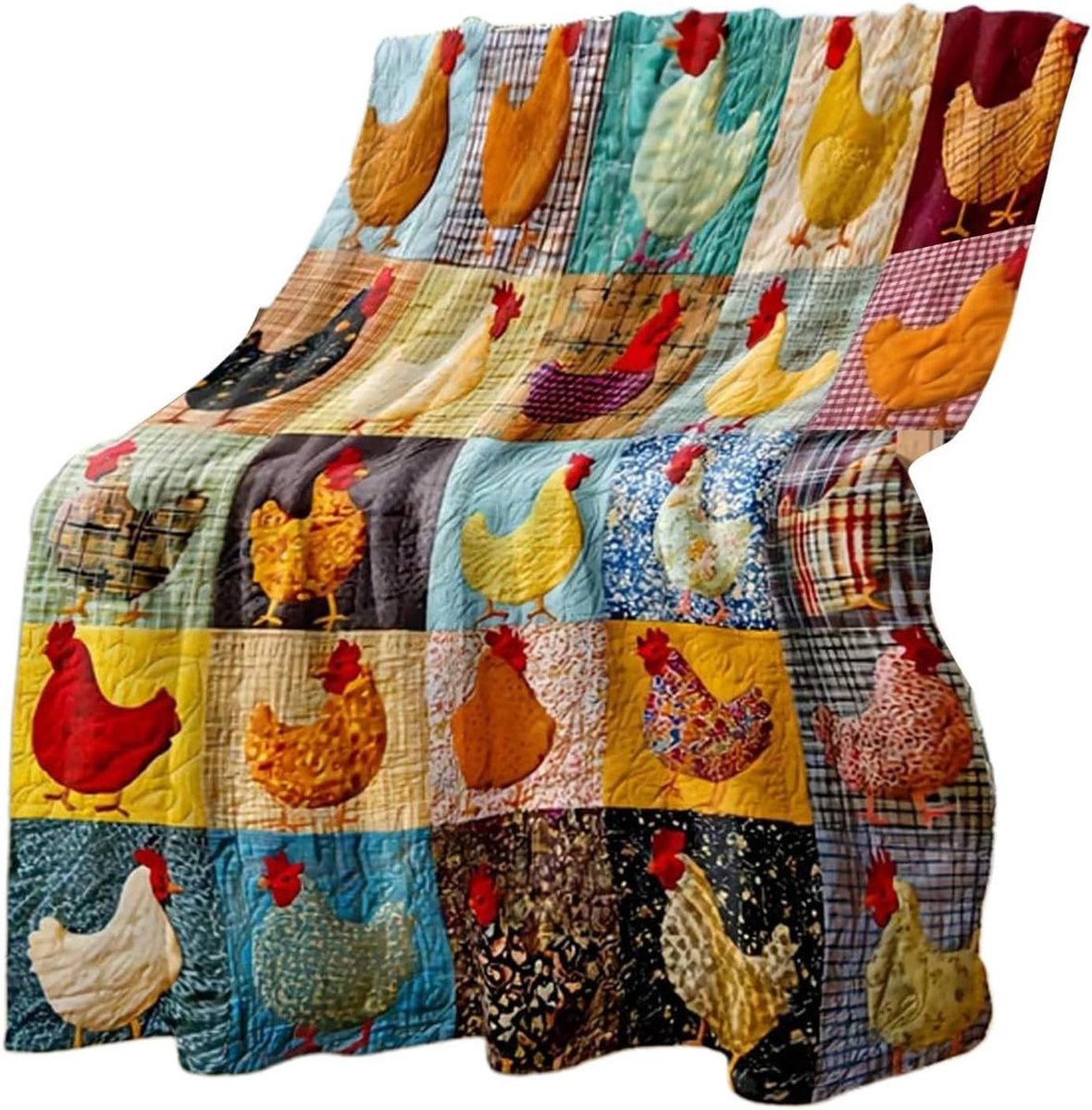 Kippendekens en plaids - Flanel deken - Gezelligheid thuis - Machine Wasbaar - 75 x 100 cm - Kip Print