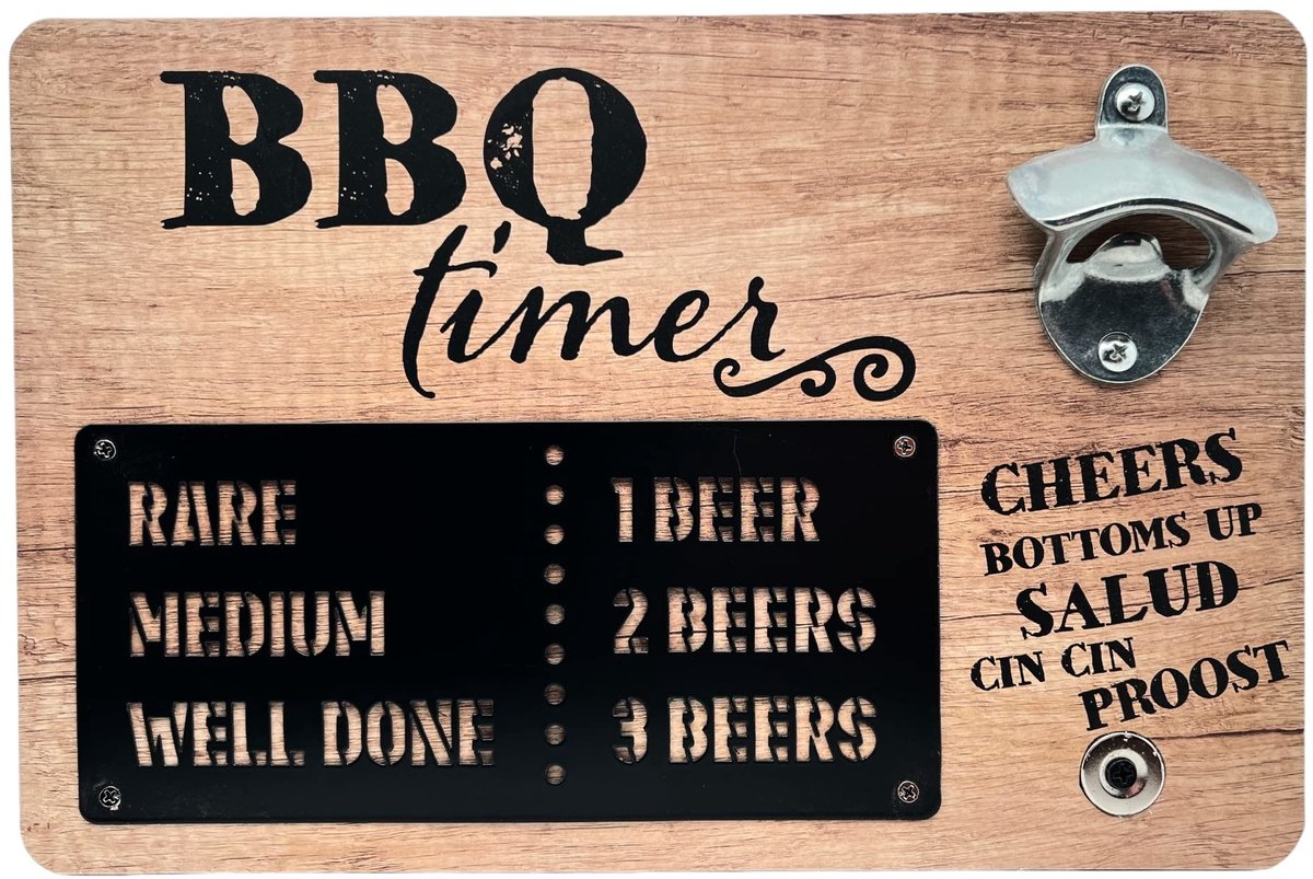 Dailygoods- Bieropener Wandmodel - Houten Flesopener - Metalen Opener - Magnetische Kroonkurkhouder - Praktisch Keukengerei - Blikvanger