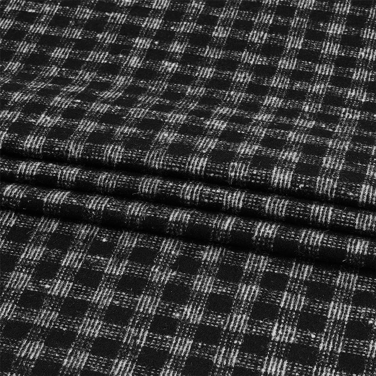 Dailygoods- Tweed Stof Elegante Zwarte Kleur - 150cm Breed - 100cm Lang - 0,8mm Dik - Voor Naaien - DIY Ambachten - Kleding Accessoires - Stoffen