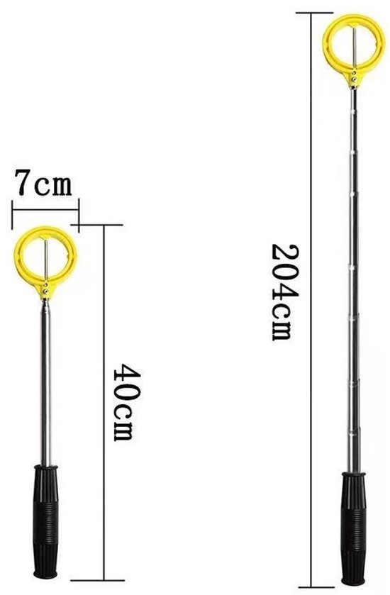 Golfbalvanger - Uitrekbare golf raper - Golf sport accessoire - Waterbal vangstang - uitschuifbaar 205cm, automatische greep, geen bukken nodig - Roestvrij staal - 40×7×7 cm, 7 cm kop - Geschikt voor golfbanen - Geel — afbeelding 2