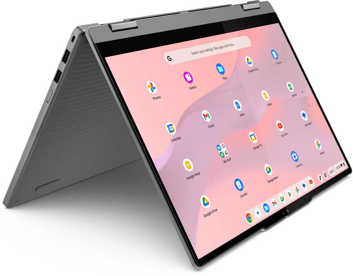Lenovo Chrome 2in1 14ITN10 Intel® N N355 Chromebook 35,6 cm (14") Touchscreen WUXGA 8 GB LPDDR5-SDRAM 128 GB UFS Wi-Fi 6E (802.11ax) ChromeOS Engels Grijs thumbnail 4