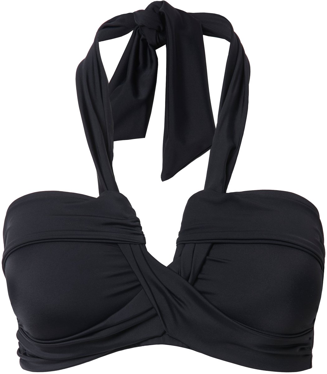 Studio Untold - Dames - Bikinitop zachte cups gegedrapeerd decolleté - Zwart - Maat 50