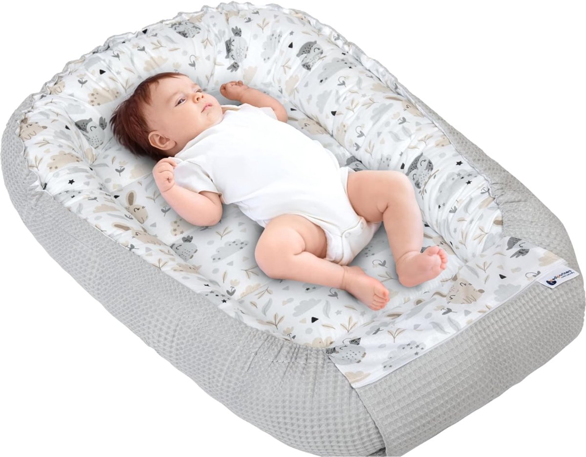 JCP® Babynestje - Voor 7 tot 9 MaandenBabynest - Baby Nestje - Grijs - 100cm x 60cm x 15cm
