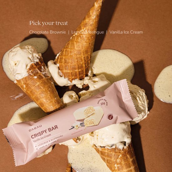 Cabau - Crispy Bars - Vanilla Ice Cream - Eiwitreep met 15 g Proteïne per Reep - Glutenvrij, Vezelrijk & Laag in Suiker - Box van 8 Stuks van Cabau — afbeelding 4