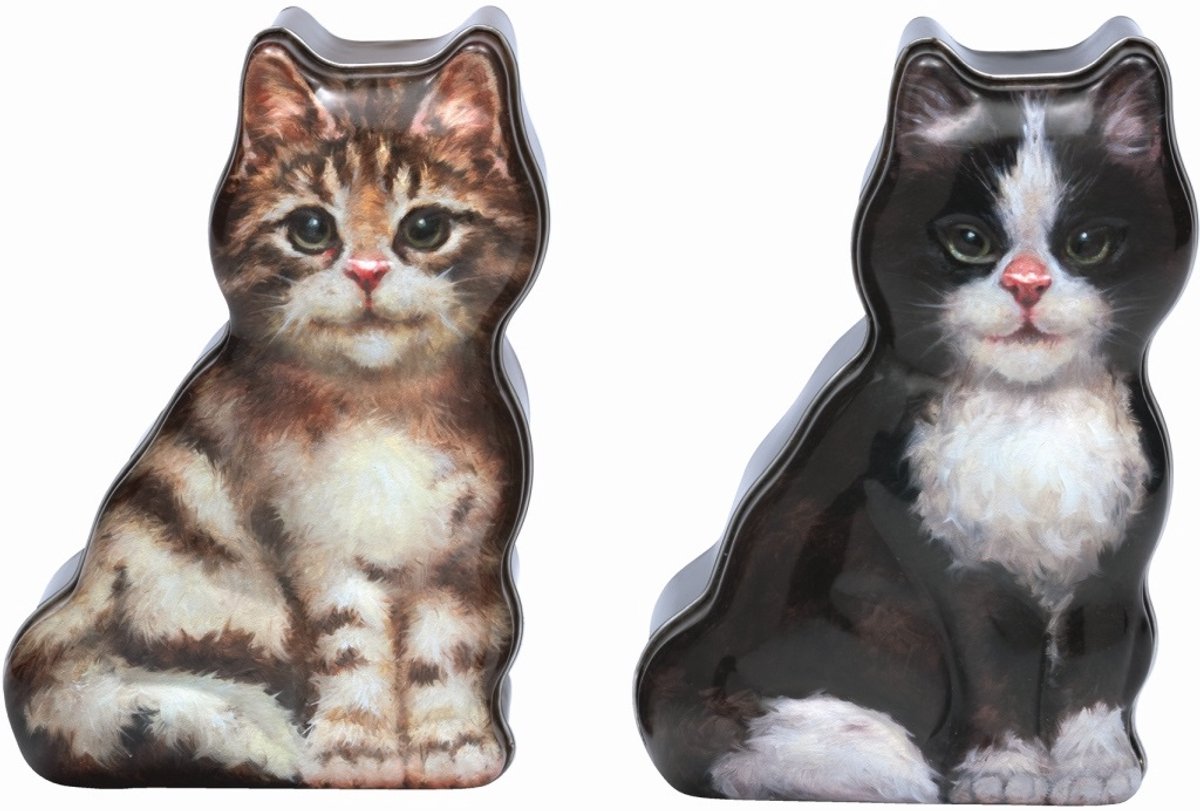 Voorraad Blik Poes 2 ass. 9,8x6,3x15,1cm