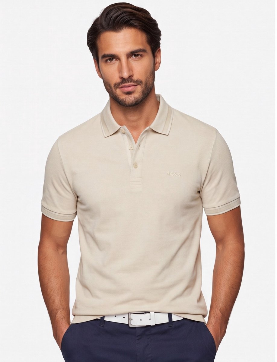 Hugo Boss poloshirt korte mouw beige