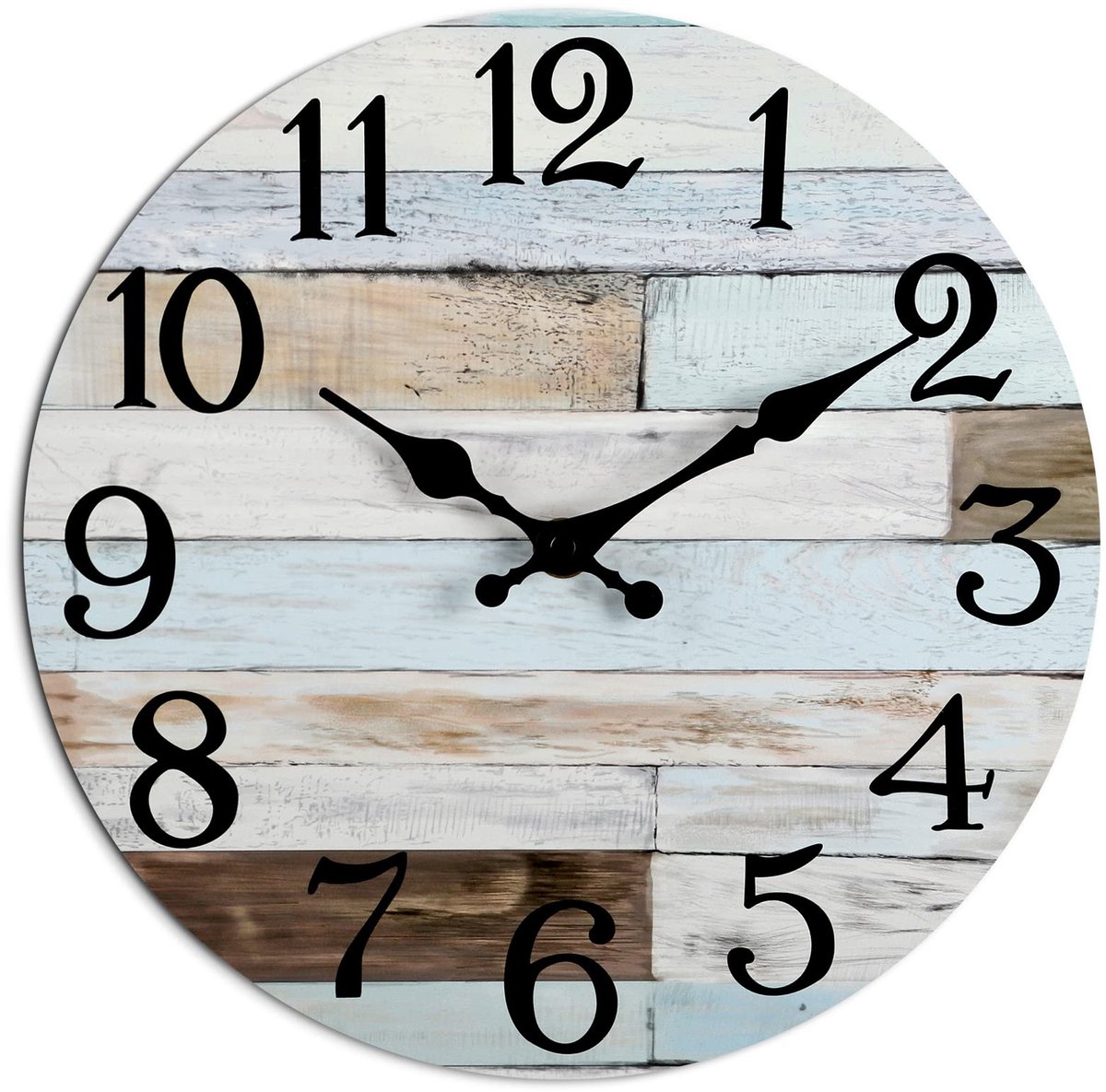 SnelShoppen - Wandklok 25,5 cm Stille Niet-Tikkende Houten Wandklokken - Retro Landelijke Stijl Decoratief voor Woonkamer, Keuken, Badkamer, Slaapkame