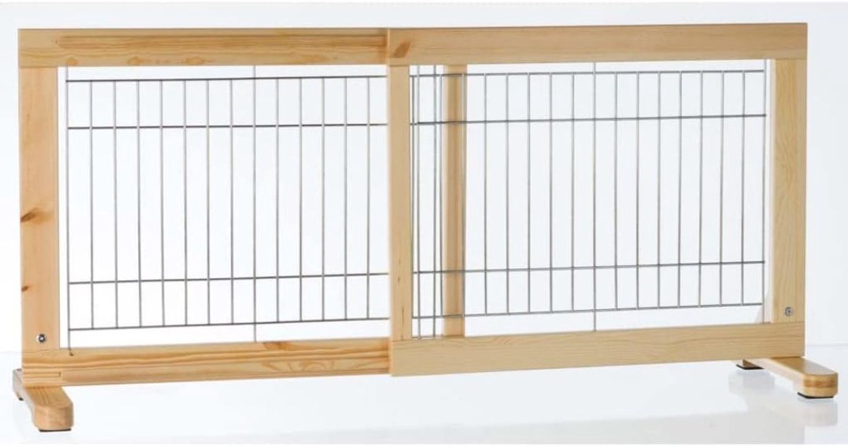JCP® Traphekje Zonder Boren - Intrekbare Veiligheidsbarrière - Veiligheidsdeur voor Trappen - Bruin - 108cm x 31cm x 50cm
