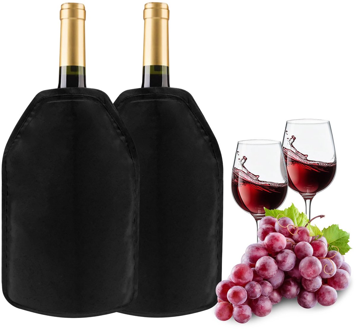 Dailygoods - Black Wine Cooler Sleeve - Draagbare Gel Koeler voor Wijn en Bier