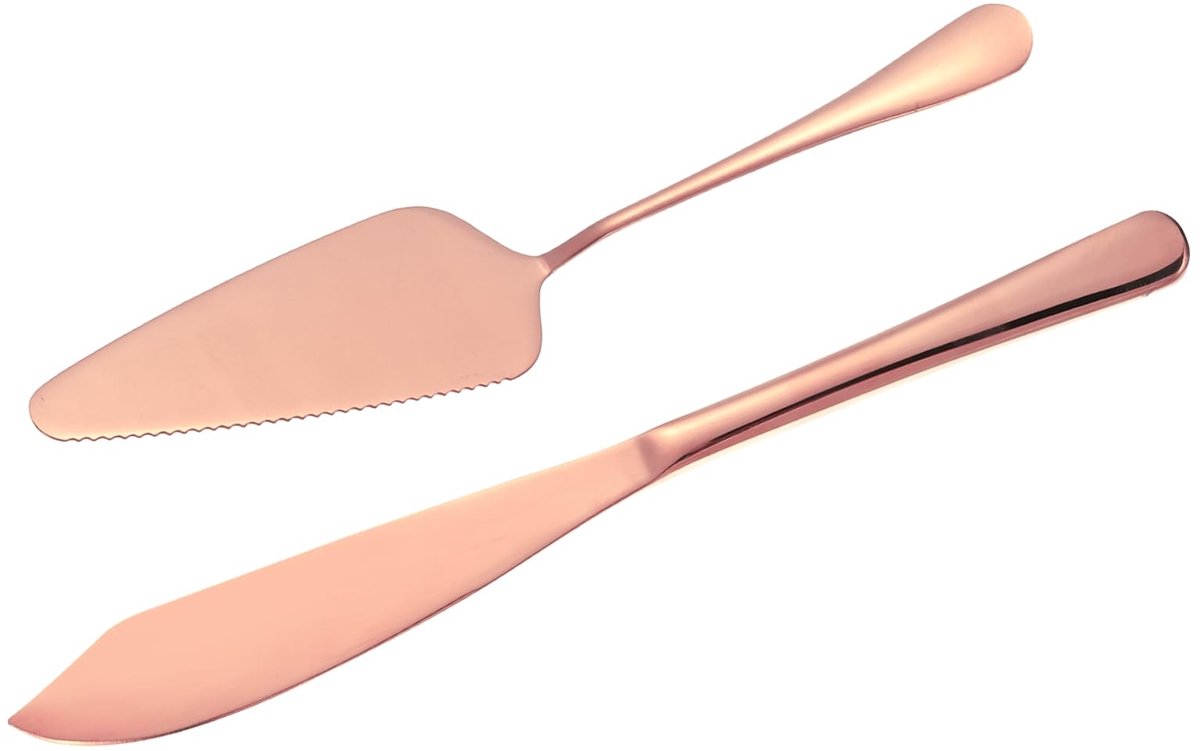 Dailygoods - Cake Snij- en Serveer Set - Roze Taartmes en Spatel