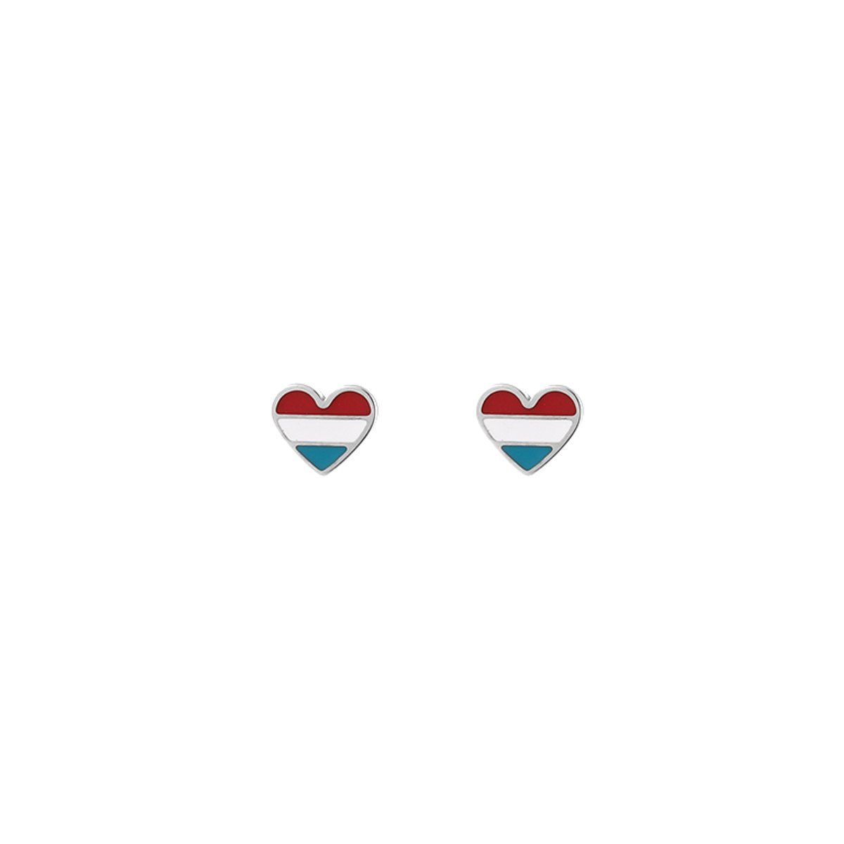 Stainless Steel Amsterdam Hart en Vlag Oorknopjes – Cultuur Geïnspireerde Studs – RVS - Zilver