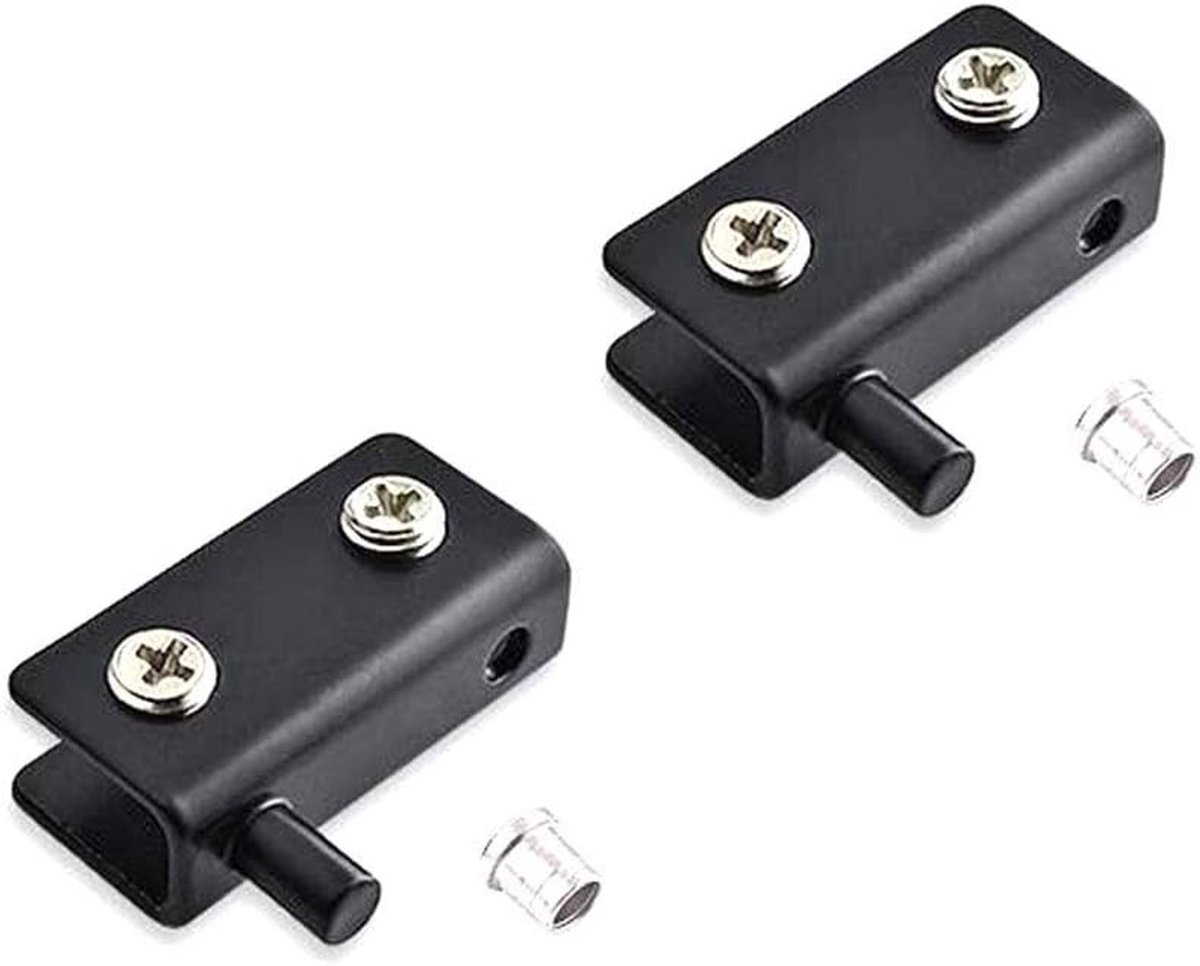 Verstelbare glazen deur scharnier klem, 2 stuks, zonder boren, voor 6-8 mm dik glas, ideaal voor vitrinekasten en displays, 40 x 20 x 10 mm, zwart