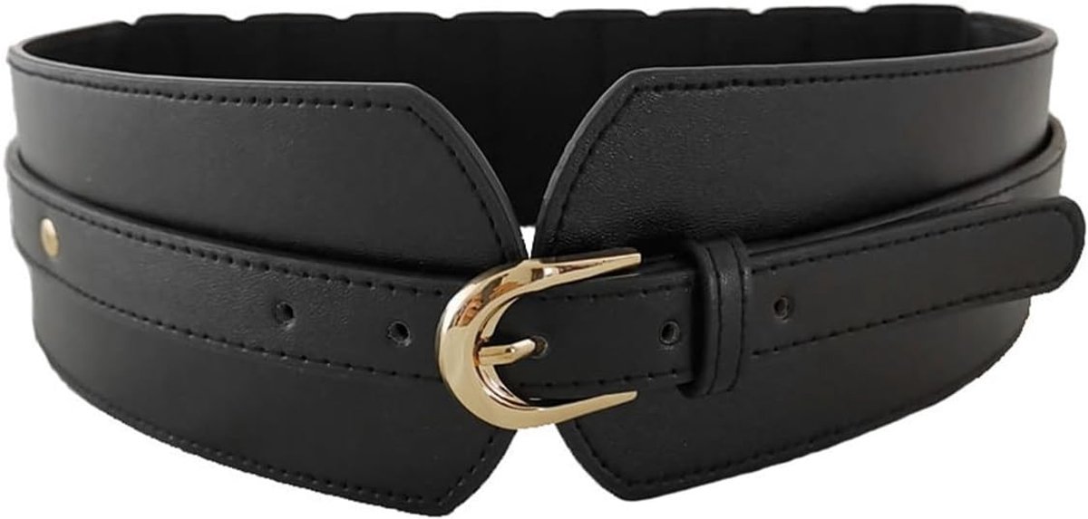 Retro leren brede elastische tailleband voor dames - metalen gespontwerp voor jurken, shirts en jassen, ideaal voor een stijlvolle look