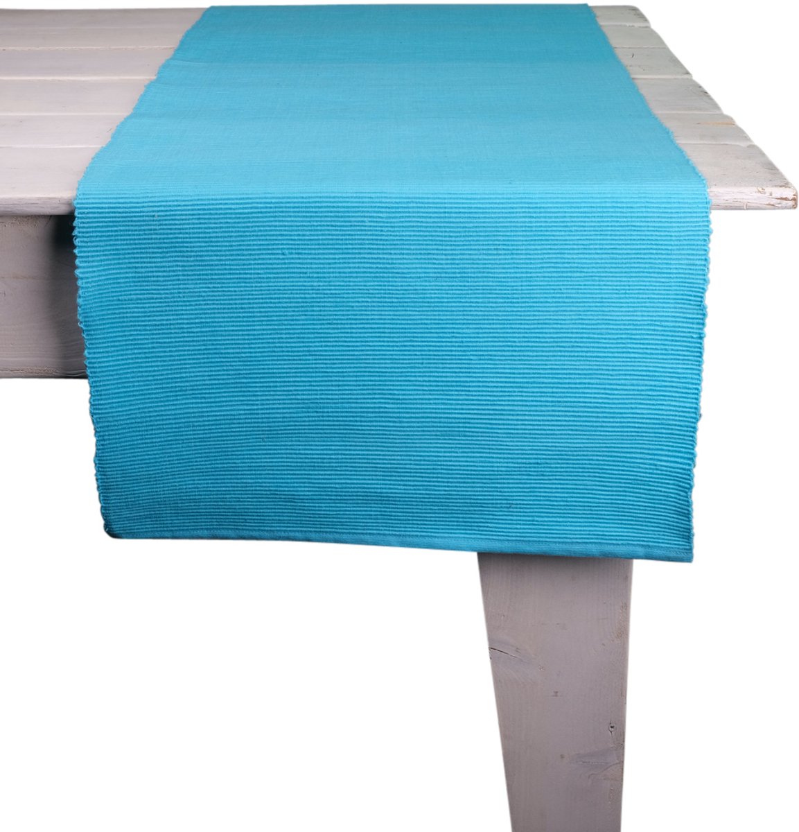 Rib Uni Tafelloper turquoise 45x140cm
