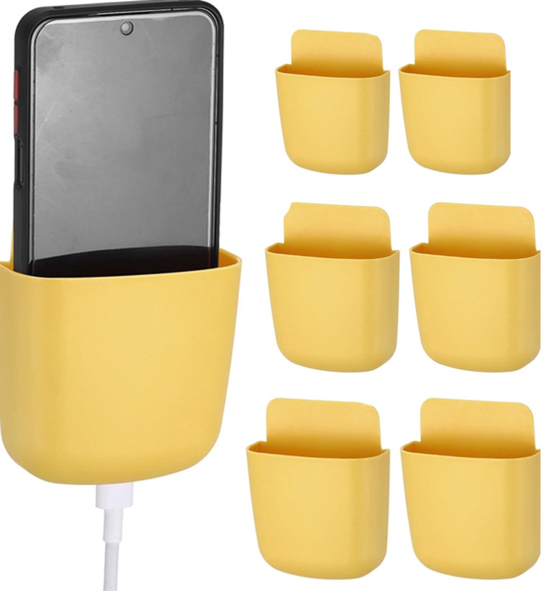 Afstandsbediening Houder Wandmontage -Afstandsbedieningshouder wand zelfklevend- hangende opbergwandhoude- 6 stuks afstandsbedieningshouders - Opbergdoos Wandhouder van -zelfklevende organizer- TV- make-up kwast houder -airconditioning-Geel
