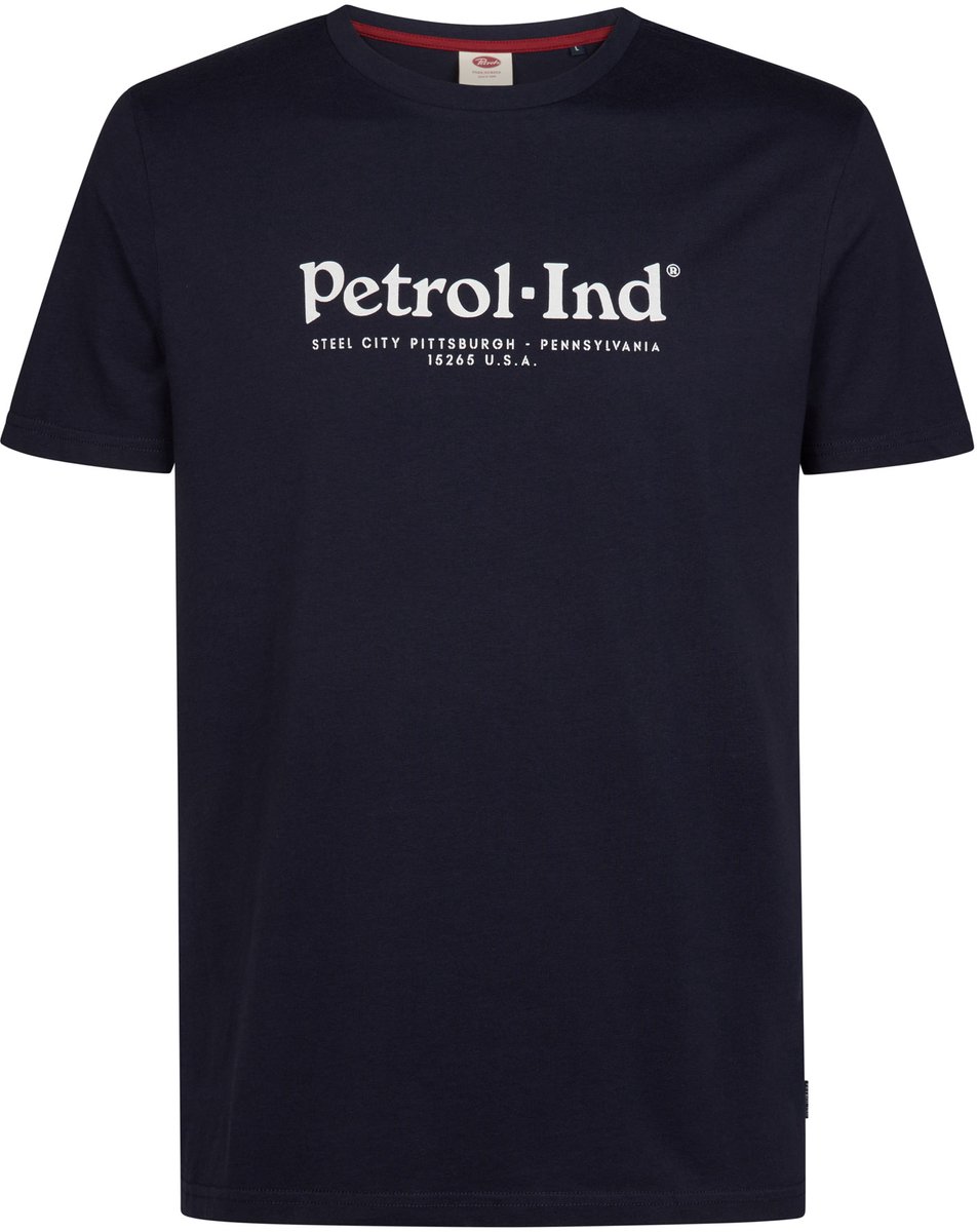 Petrol Industries - Heren T-shirt van organisch katoen met print Bramen - Blauw - Maat M