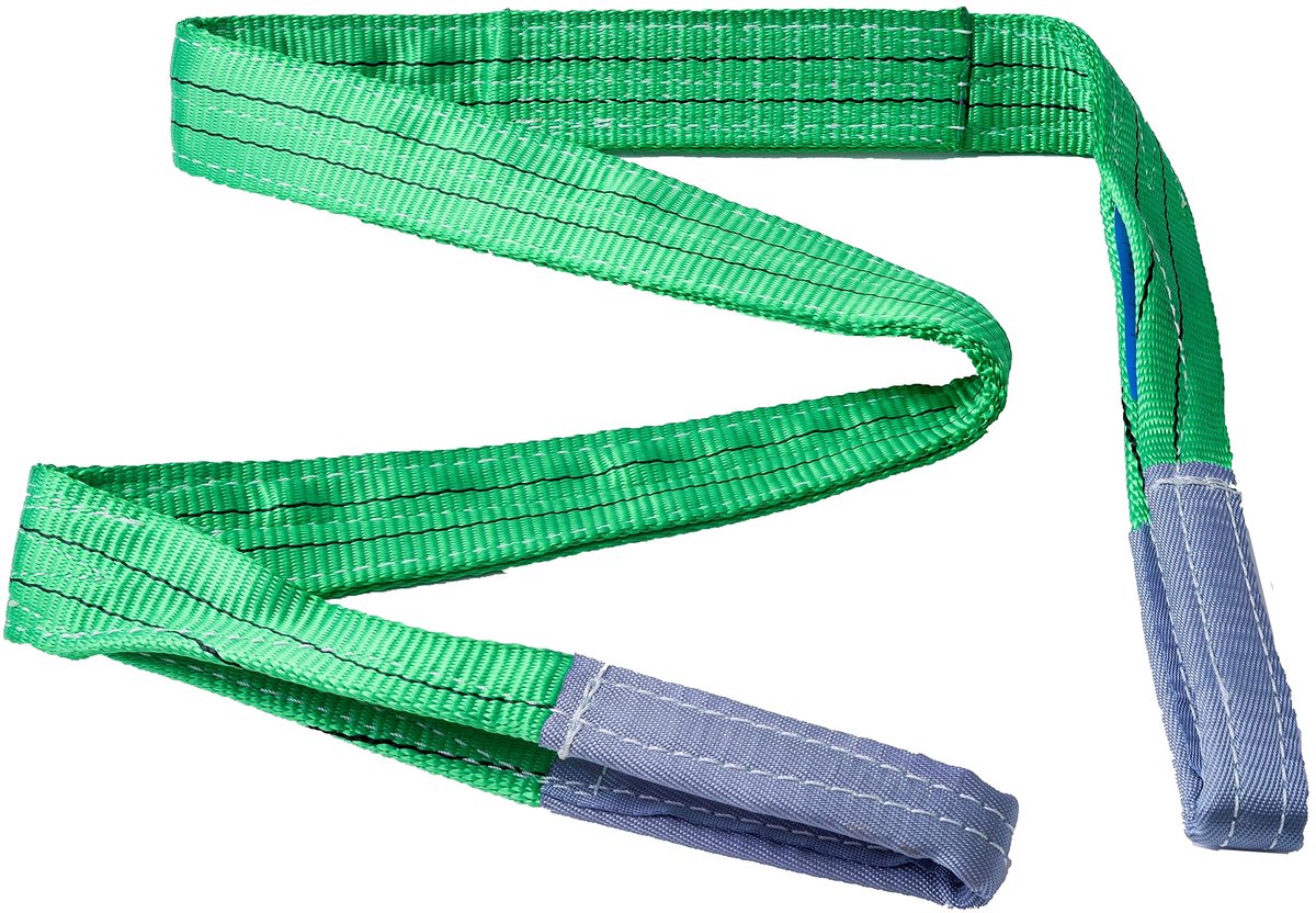 SnelShoppen - Sjorriem voor Lasten en Gewichten - Draagkracht 2000 kg - Slijtvast en Snijbestendig Polyester Touw - 60 mm x 2 meter - Groen voor Optil