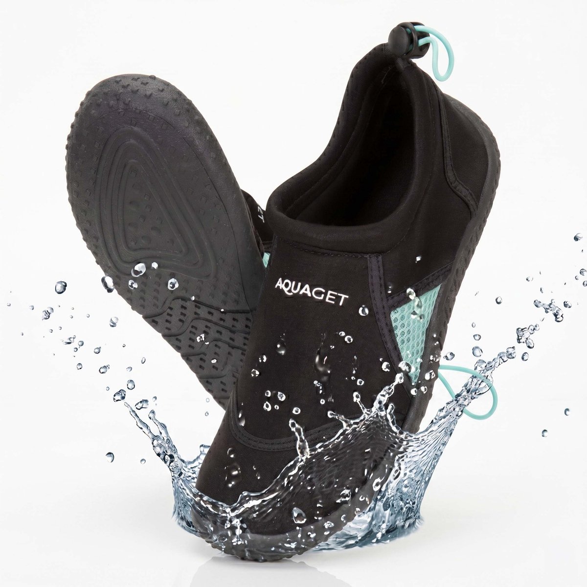 Aquaget® Waterschoenen - AQUA Shoes - Sneldrogend - Rubber - Unisex - Zwart - Maat 39
