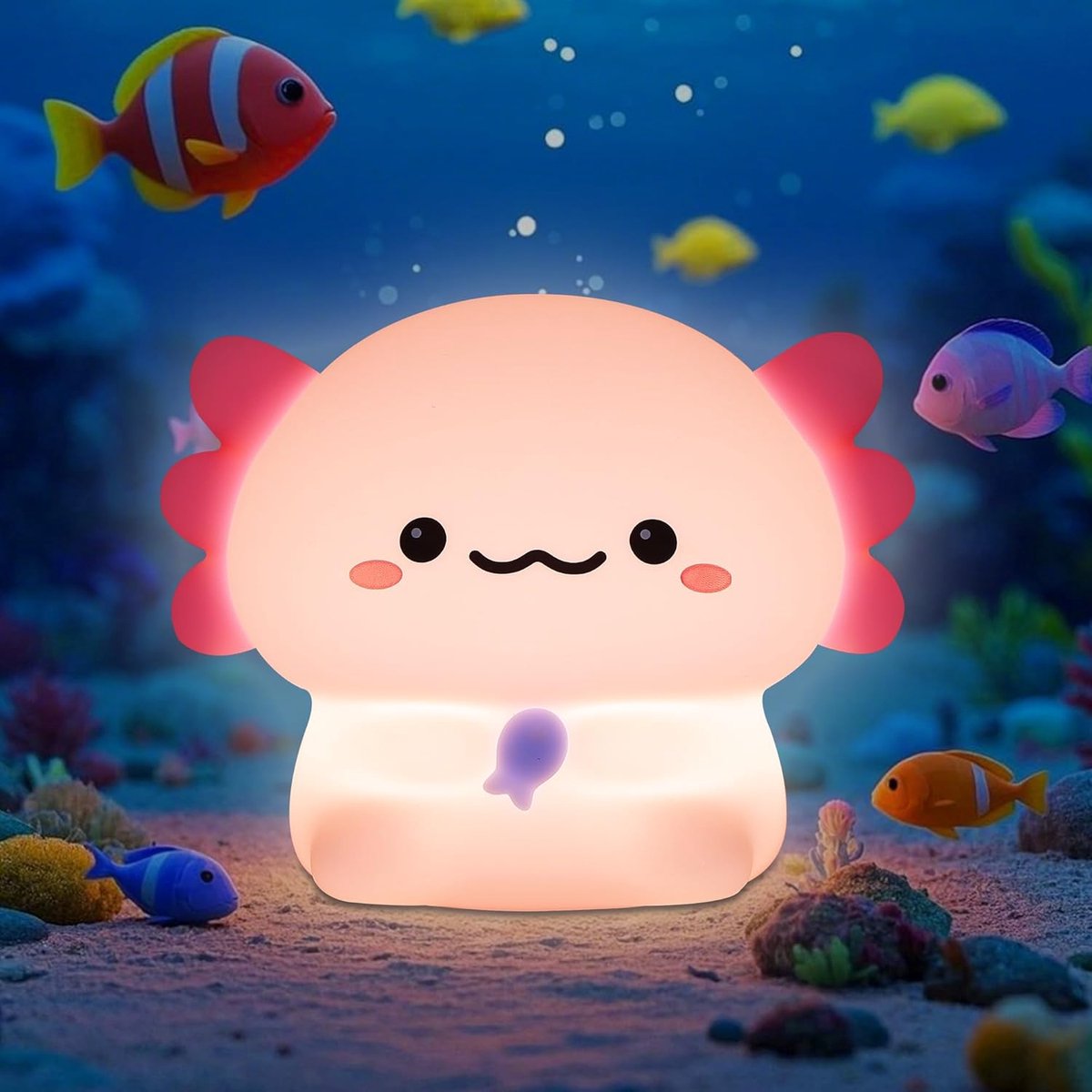 Siliconen Axolotl Nachtlampje Met Timer En Dimfunctie - 3 Lichtstanden Automatische Uitschakeling Na 30 Minuten Oplaadbaar - Veilig Voor Baby's Perfecte Decoratie Voor De Kinderkamer