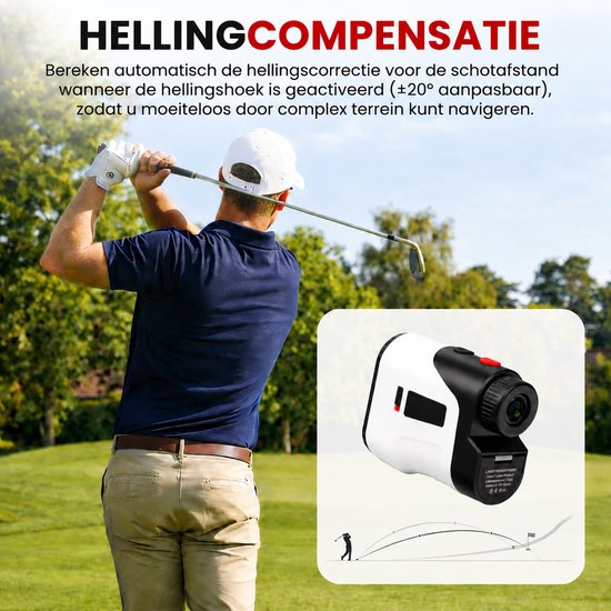 Afstandsmeter Golf - Laser Rangefinder - Golftrainingsmateriaal - Golf Accessoires - 1100 Meter - 7x Vergroting - Hellingscompensatie - Pin Lock met Trilling - USB-C Oplaadbaar - Wit — afbeelding 3