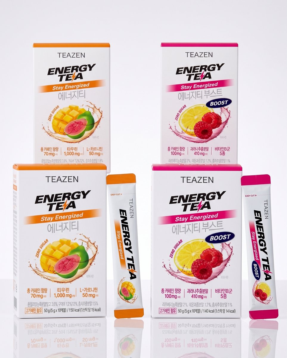 TEAZEN Energy Pack – 2x Energy Mango • 2x Energy Boost – 4×10 sticks – Suikervrij