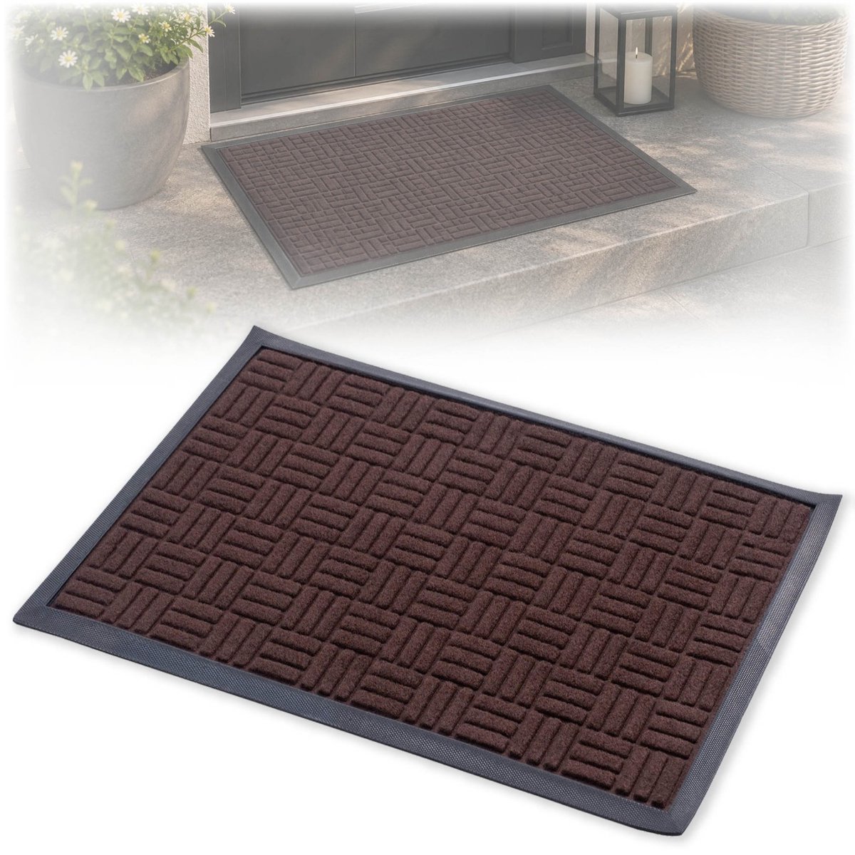 KADAX rubberen deurmat voor de hal, voor schoenen, 60 x 40 cm bruin