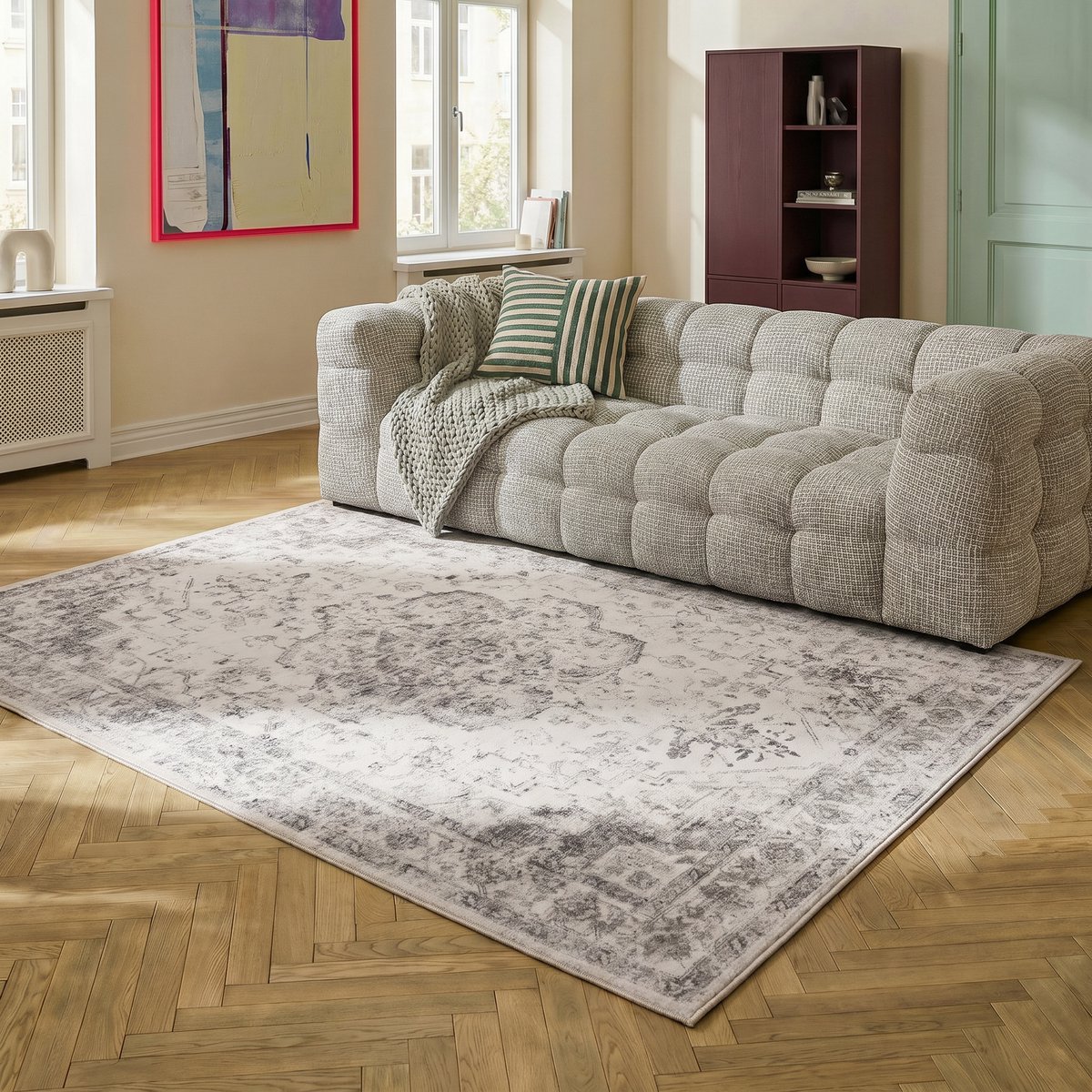 Wasbaar Vintage Vloerkleed Beige Mason 240x340cm Mrcarpet