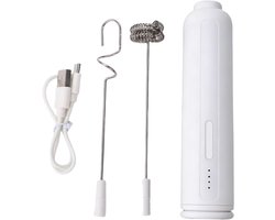 Melkopschuimer Elektrisch - Drankmixer Garde - Cappuccino Latte Maken - Oplaadbaar USB-C - 1200 mAh Batterij - Wit