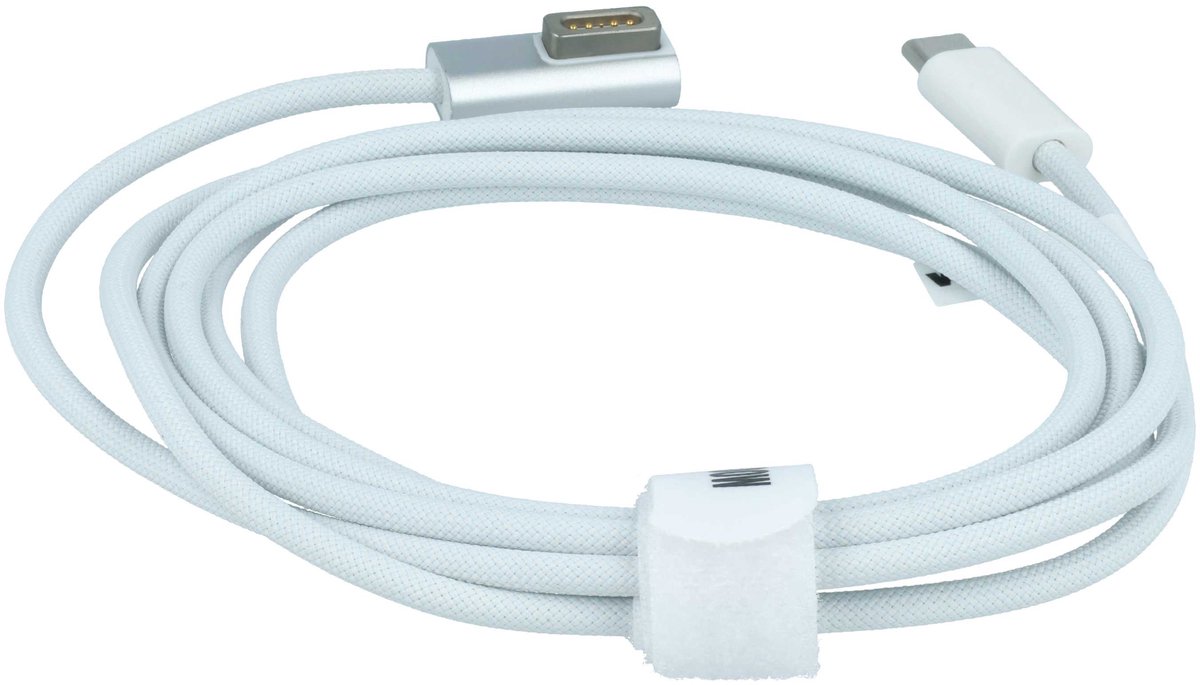 vhbw USB Type-C naar MagSafe 1 adapterkabel compatibel met Apple A1304, A1278, A1369, A1342, A1374, A1370 notebooks en laptops - 14,6 cm, 100 W, nylon gevlochten