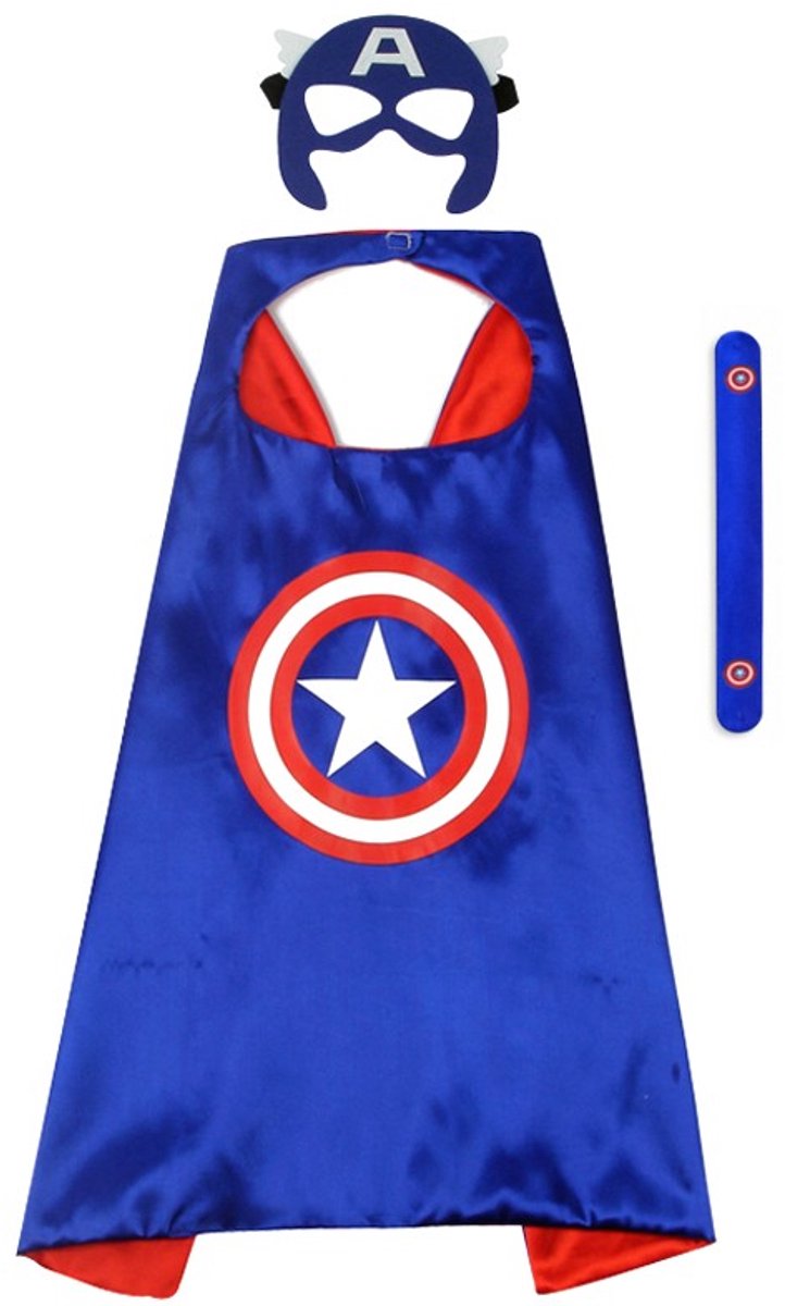 Captain America Cape - Superhelden Cape - Inclusief masker - Met armband — afbeelding 2