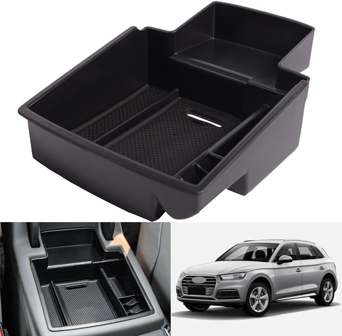 SnelShoppen - Storage Box Organizer Center Console voor Audi Q5 2008-2017, Zwart, ABS, 1 Stuk, Auto Accessoires, Ruimtespaarders
