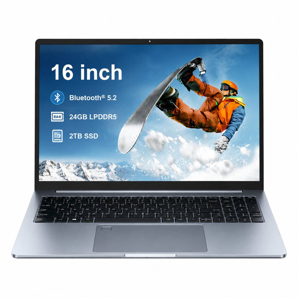 Ninkear 16 inch Laptop Intel Core Ultra 5 225H - 24GB LPDDR5 - 2TB SSD - 2560x1600 120Hz Display - WiFi 6 - Bluetooth 5.2 - Vingerafdruk - Windows 11