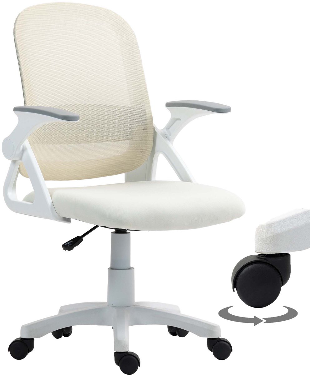 TEKROA® Ergonomische Bureaustoel - bureaustoelen voor volwassenen - Mesh Bureaustoel met Opklapbare Armleuningen en Lendensteun