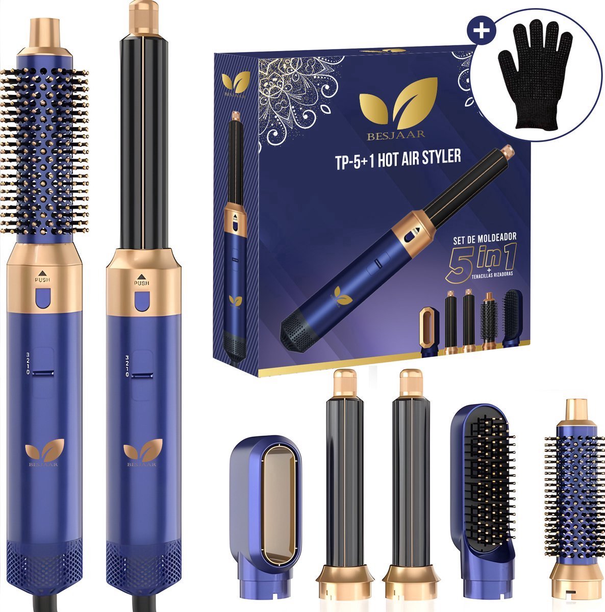 Besjaar multistyler - airstyler - fohnborstels - krulborstel - krultang 5 in 1 - krultang -stijltang - hairwrap - Haardroger met Borstel - Nieuwe Versie 2026